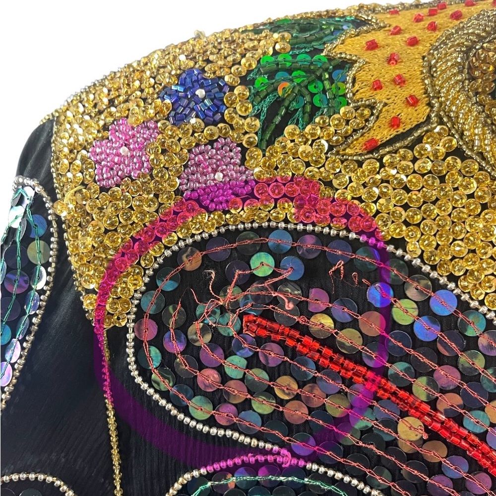 Scala Vintage Silk Sequin Beaded Embroidered Matador Bolero Jacket Colorful Boho - Picture 11 of 12